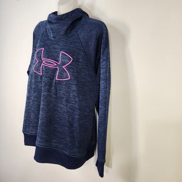 Under Armour Hoodie Sweatshirt Womens Large Blue Pink Cold Gear Loose Fit Active - Picture 5 of 10